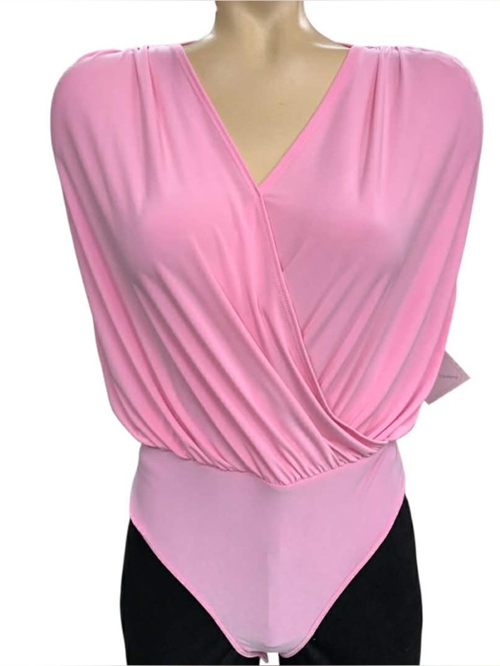 One & Only NWT Light Pink Draped Surplice Bodysuit Size L
